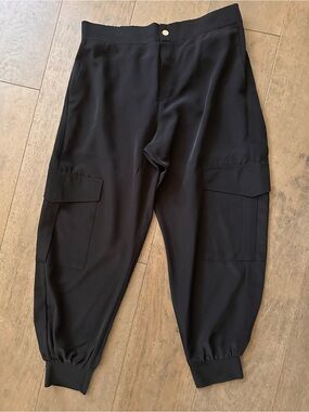 ZARA Black Cargo Jogger Pants Pull On Utility Trousers